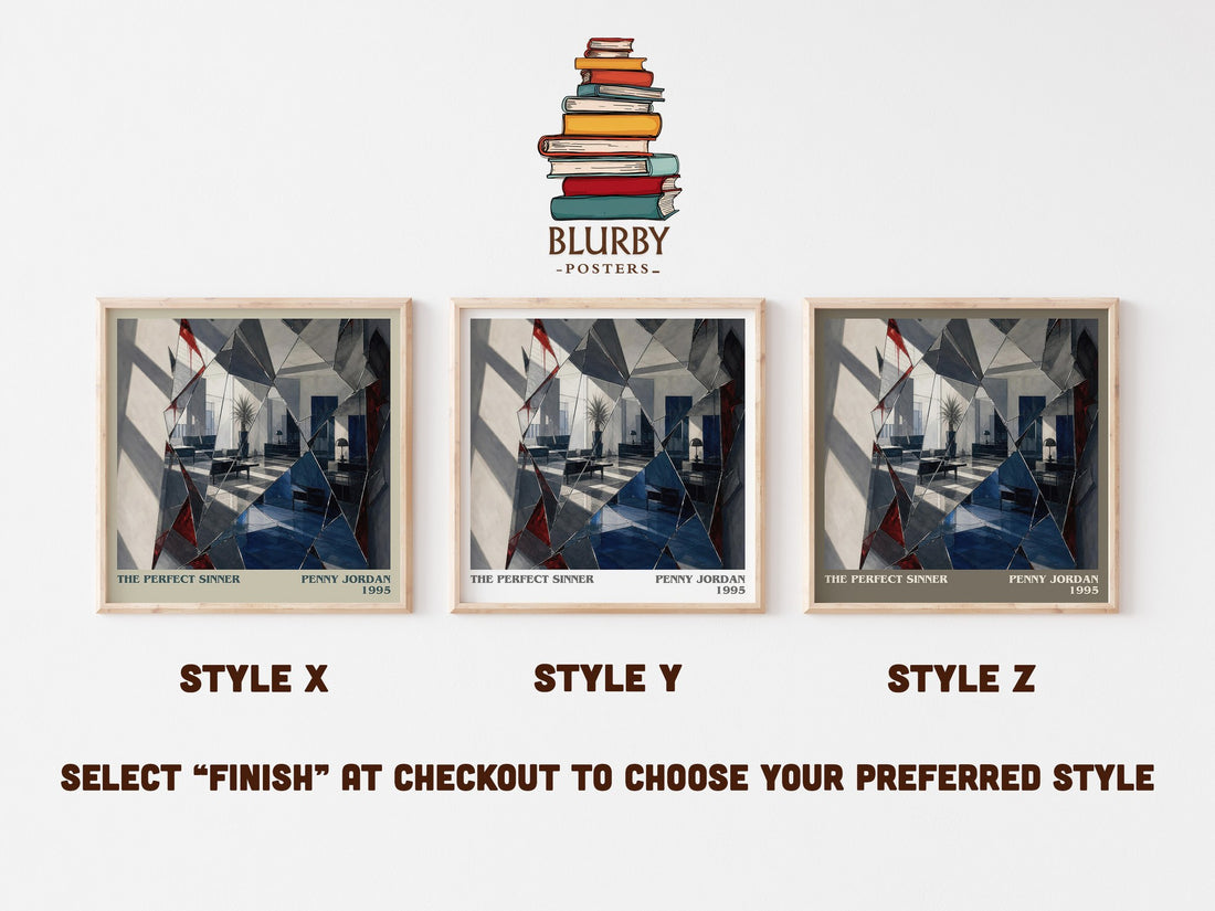 The Perfect Sinner literary print in frame leaning in hallway – romance wall art (mockup)