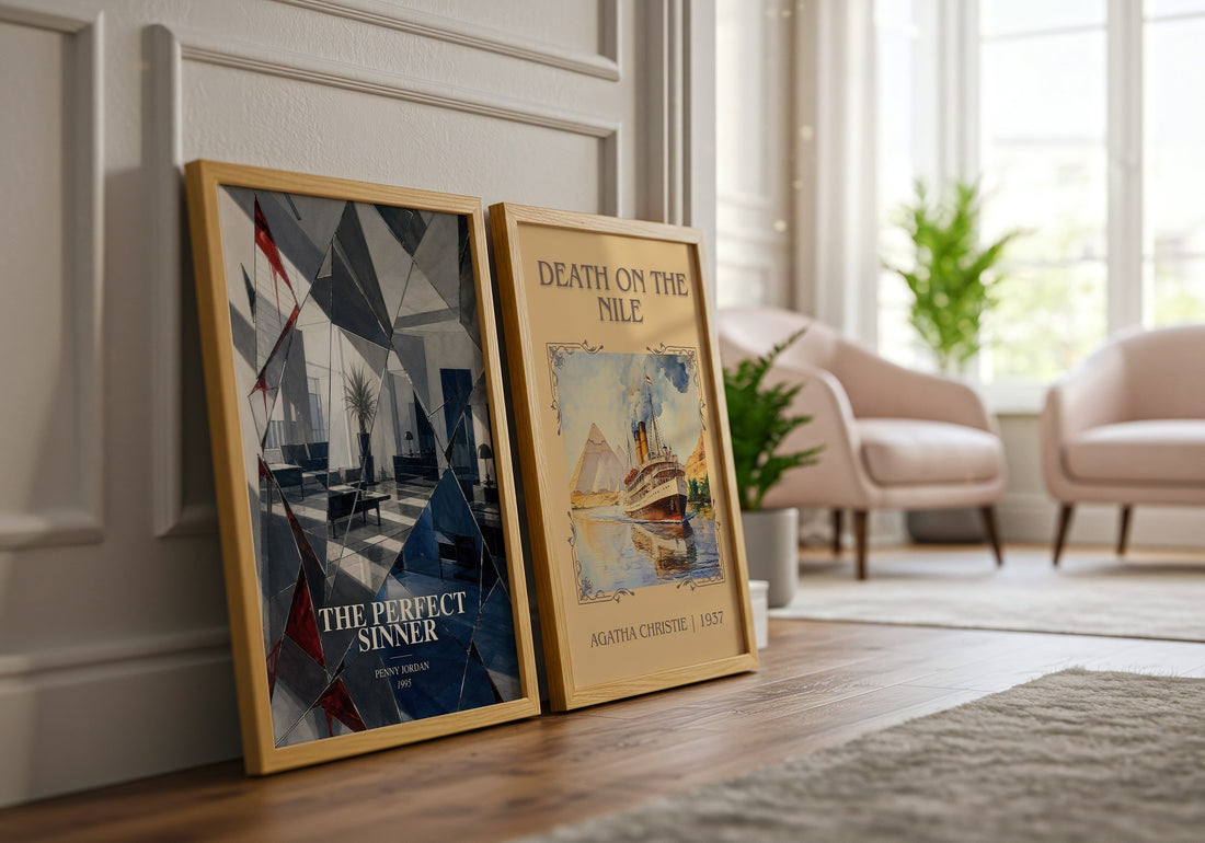 The Perfect Sinner watercolour print framed by window – literary home decor