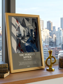The Perfect Sinner bookish print framed by window – literary home decor
