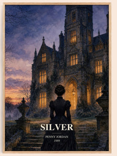 Silver watercolour book poster by Penny Jordan – framed literary art print