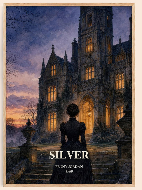 Silver watercolour book poster by Penny Jordan – framed literary art print
