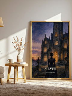 Silver watercolour print in frame leaning in hallway – romance wall art