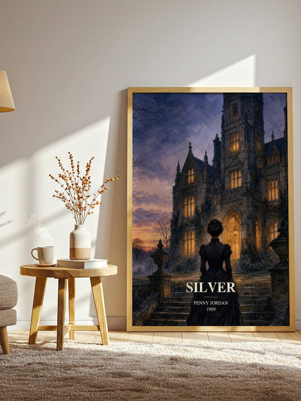Silver watercolour print in frame leaning in hallway – romance wall art