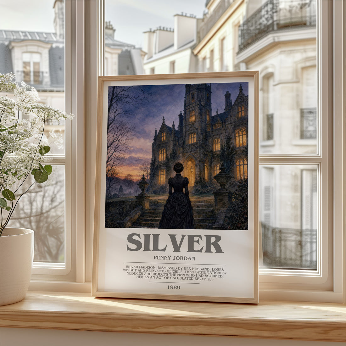 Silver bookish poster colour and style options – Penny Jordan book art
