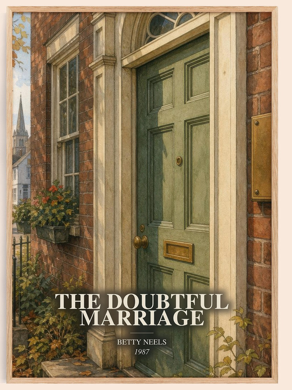 The Doubtful Marriage watercolour book poster by Betty Neels – framed literary art print