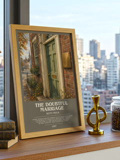 The Doubtful Marriage bookish print framed by window – literary home decor