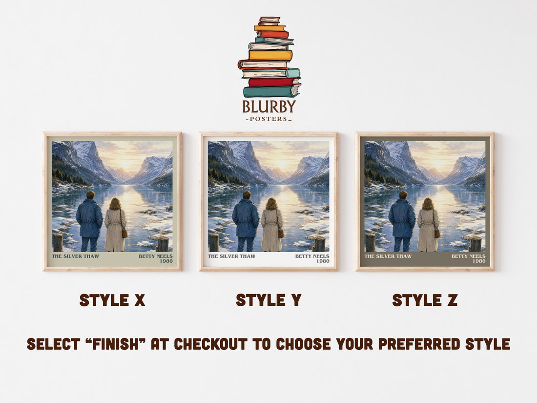 The Silver Thaw literary print in frame leaning in hallway – romance wall art (mockup)
