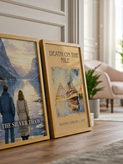 The Silver Thaw watercolour print framed by window – literary home decor
