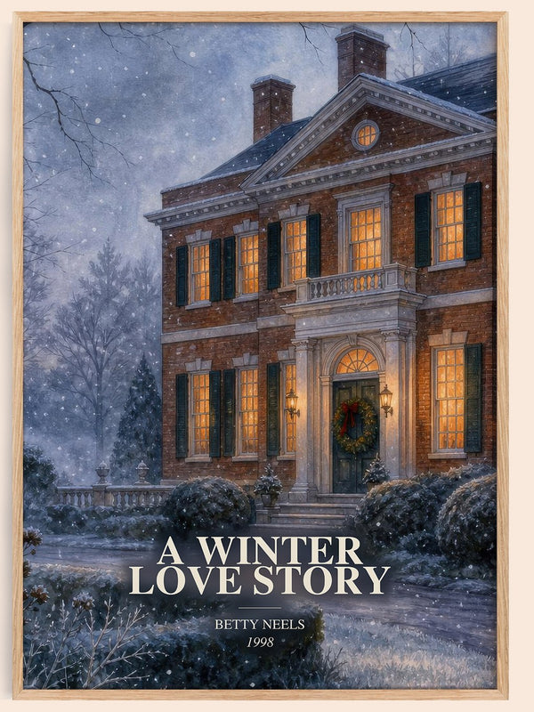 A Winter Love Story watercolour book poster by Betty Neels – framed literary art print