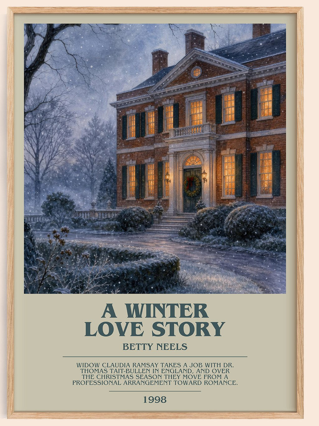 A Winter Love Story bookish book poster by Betty Neels – framed literary art print