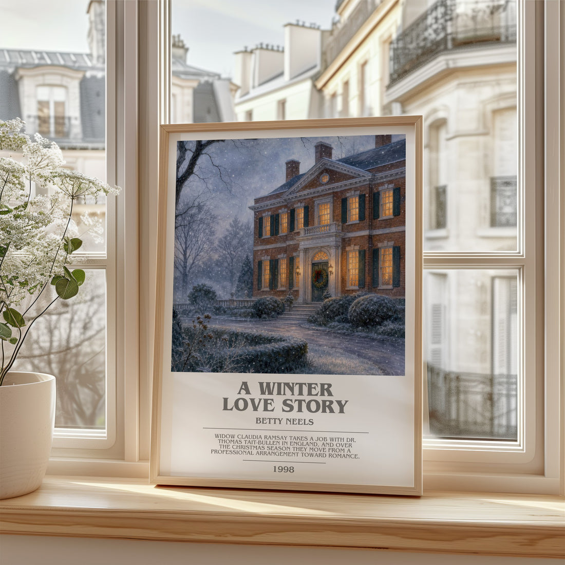 A Winter Love Story bookish poster colour and style options – Betty Neels book art