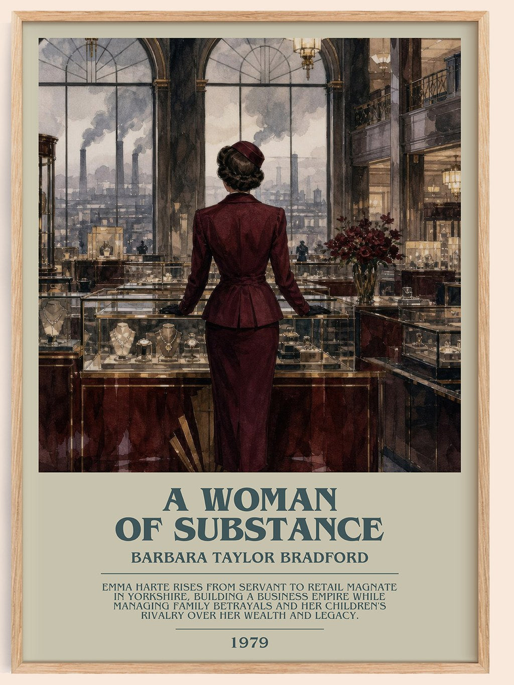 A Woman of Substance bookish book poster by Barbara Taylor Bradford – framed literary art print