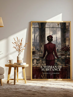 A Woman of Substance watercolour print in frame leaning in hallway – historical fiction wall art