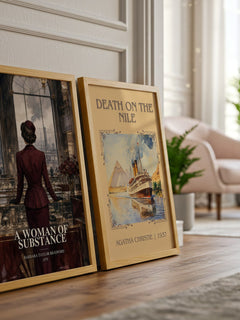 A Woman of Substance watercolour print framed by window – literary home decor