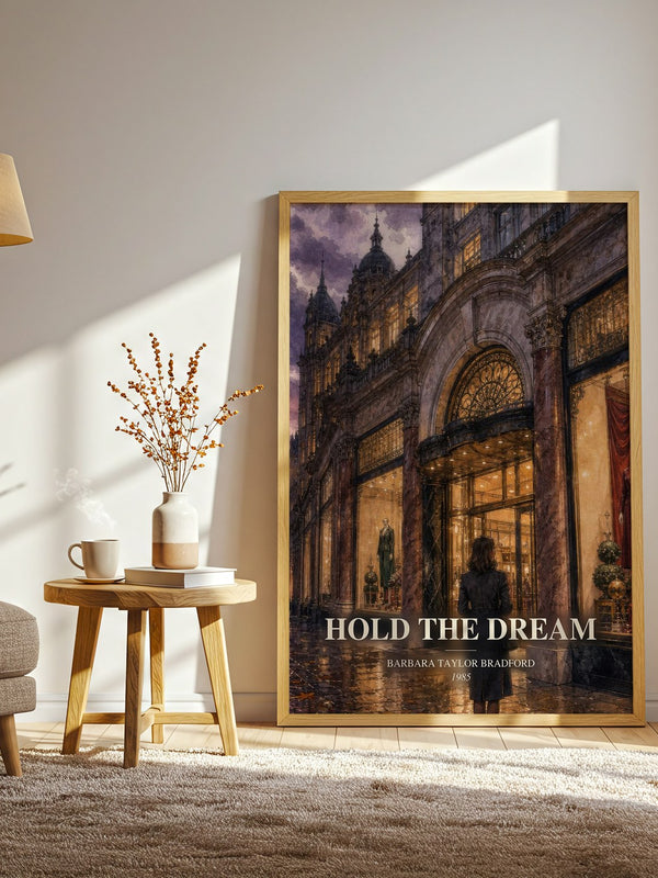 Hold the Dream watercolour print in frame leaning in hallway – contemporary fiction wall art
