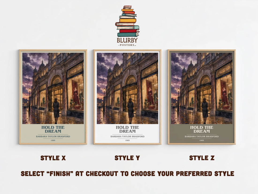 Hold the Dream book cover print in frame leaning in hallway – contemporary fiction wall art (mockup)