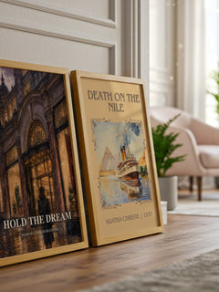 Hold the Dream watercolour print framed by window – literary home decor