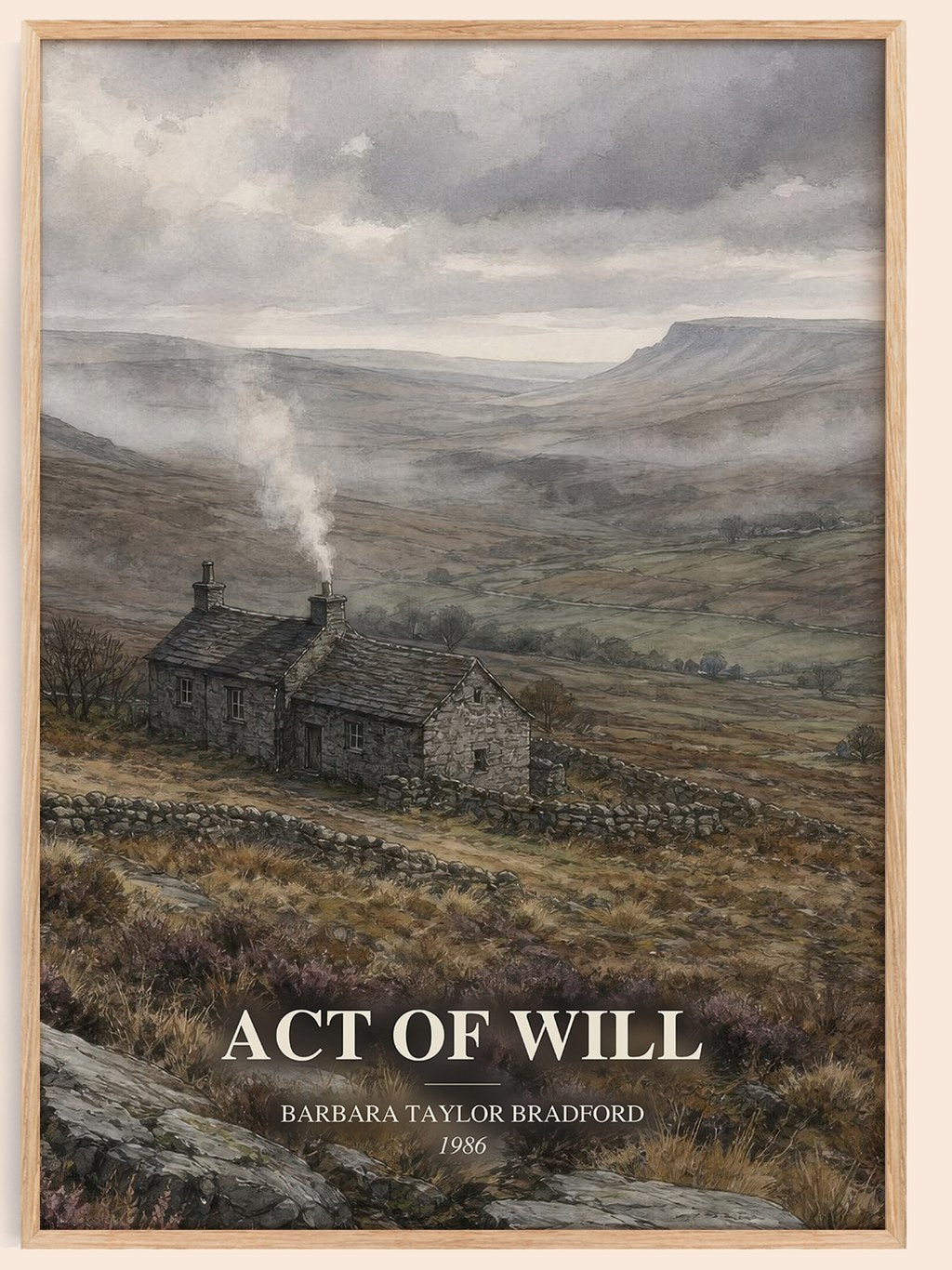 Act of Will watercolour book poster by Barbara Taylor Bradford – framed literary art print