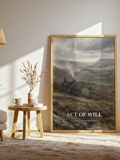 Act of Will watercolour print in frame leaning in hallway – historical fiction wall art