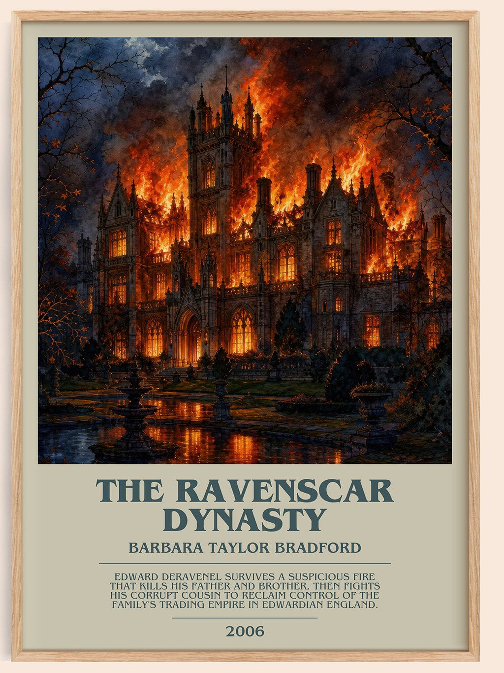 The Ravenscar Dynasty bookish book poster by Barbara Taylor Bradford – framed literary art print