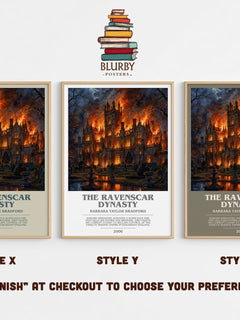 The Ravenscar Dynasty bookish print in frame leaning in hallway – historical fiction wall art