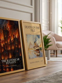 The Ravenscar Dynasty watercolour print framed by window – literary home decor