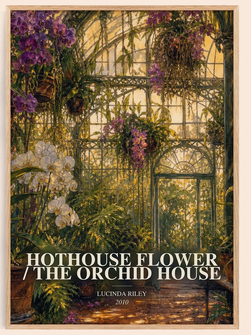 Hothouse Flower / The Orchid House watercolour book poster by Lucinda Riley – framed literary art print