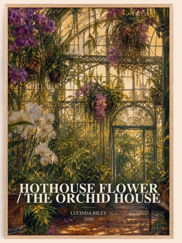 Hothouse Flower / The Orchid House watercolour book poster by Lucinda Riley – framed literary art print