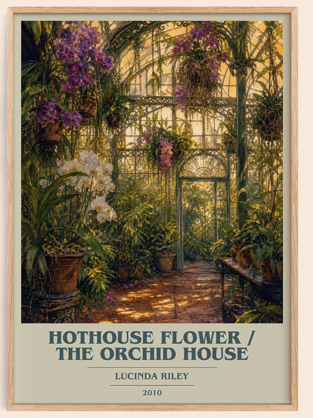 Hothouse Flower / The Orchid House book cover book poster by Lucinda Riley – framed literary art print