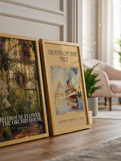 Hothouse Flower / The Orchid House watercolour print framed by window – literary home decor