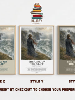 The Girl on the Cliff bookish print in frame leaning in hallway – romance wall art