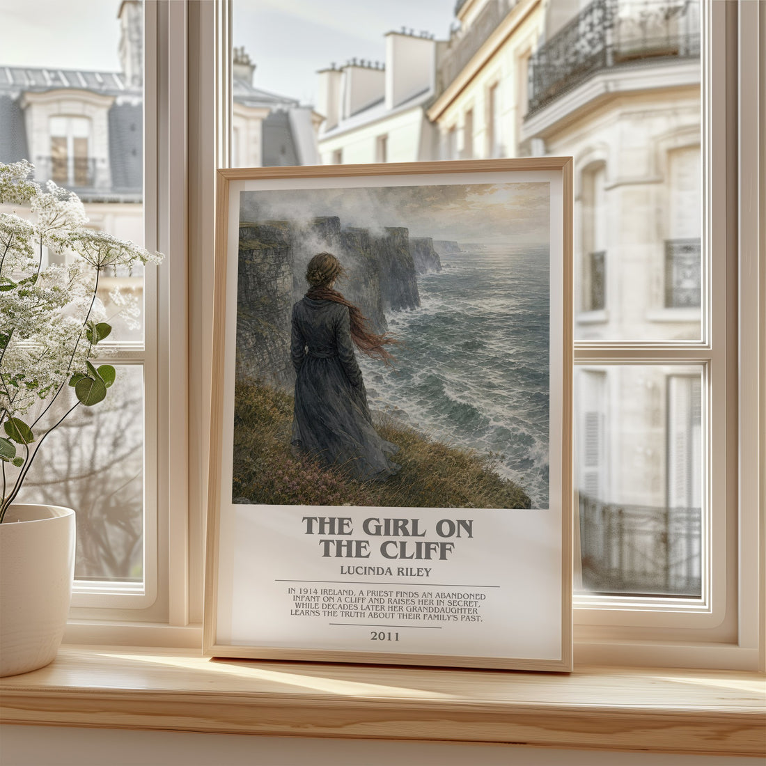 The Girl on the Cliff bookish poster colour and style options – Lucinda Riley book art