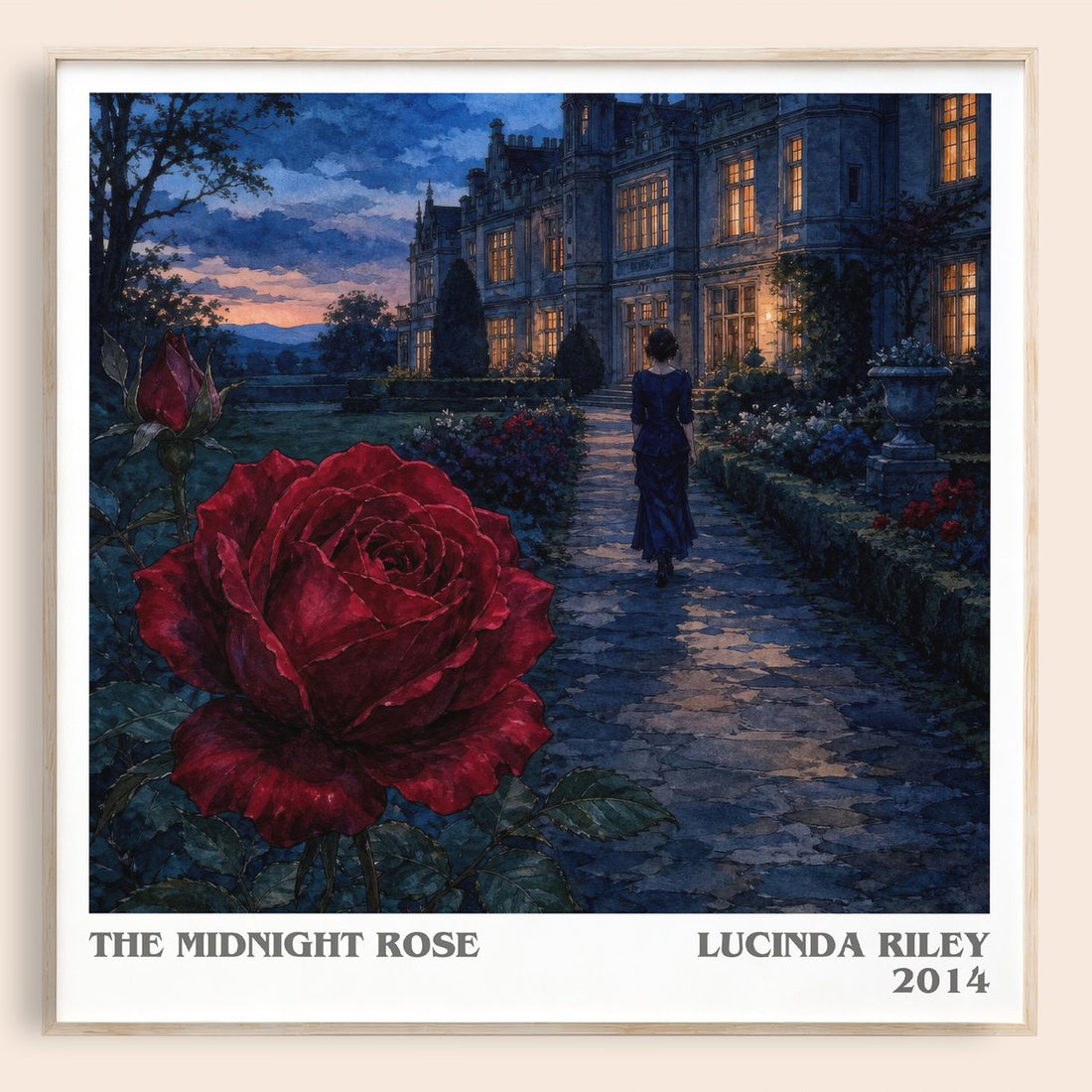 The Midnight Rose literary book poster by Lucinda Riley – framed literary art print