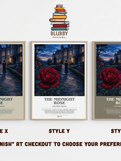 The Midnight Rose bookish print in frame leaning in hallway – historical fiction wall art