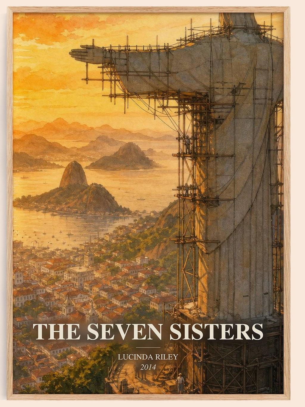 The Seven Sisters watercolour book poster by Lucinda Riley – framed literary art print