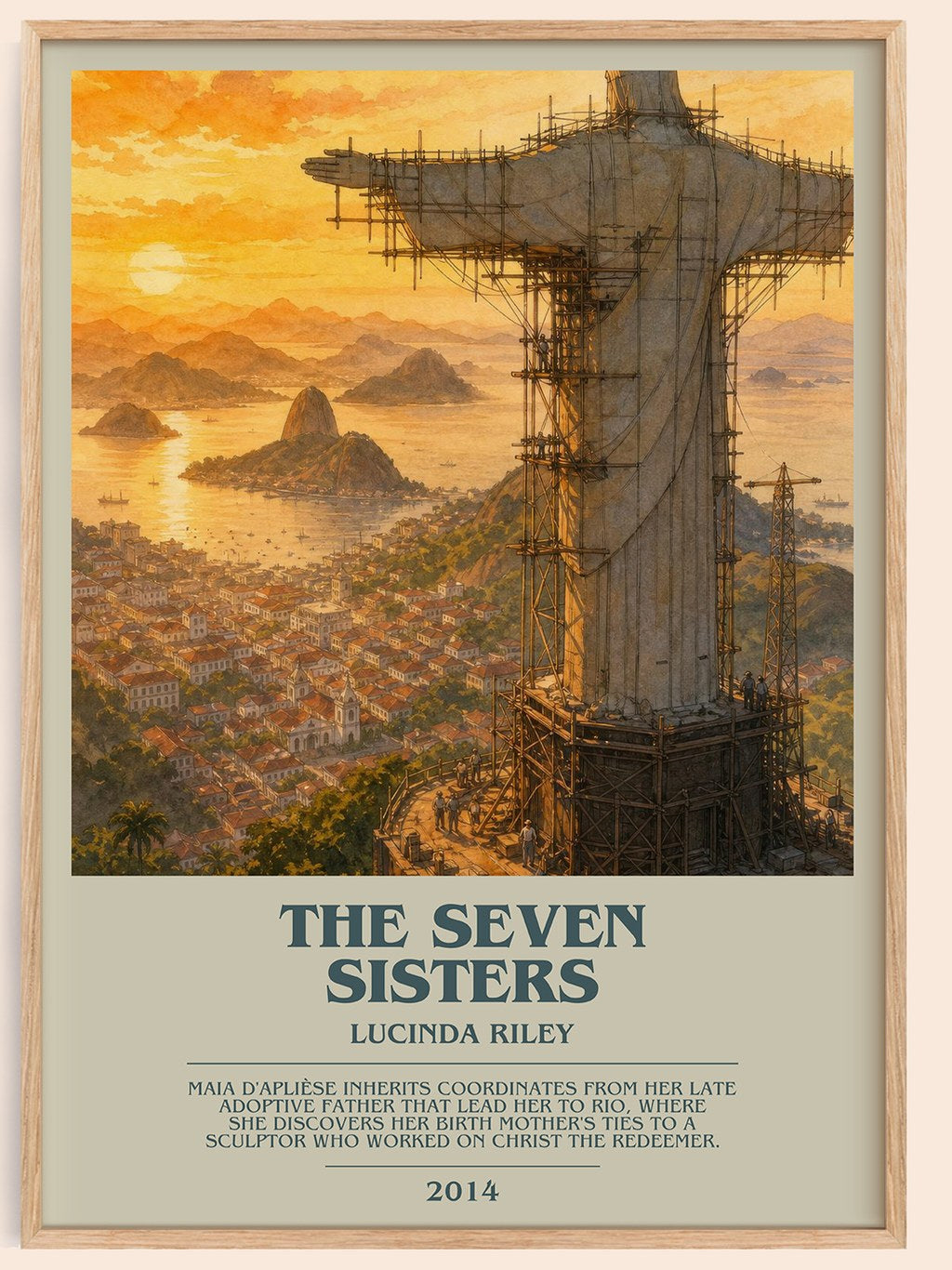 The Seven Sisters bookish book poster by Lucinda Riley – framed literary art print