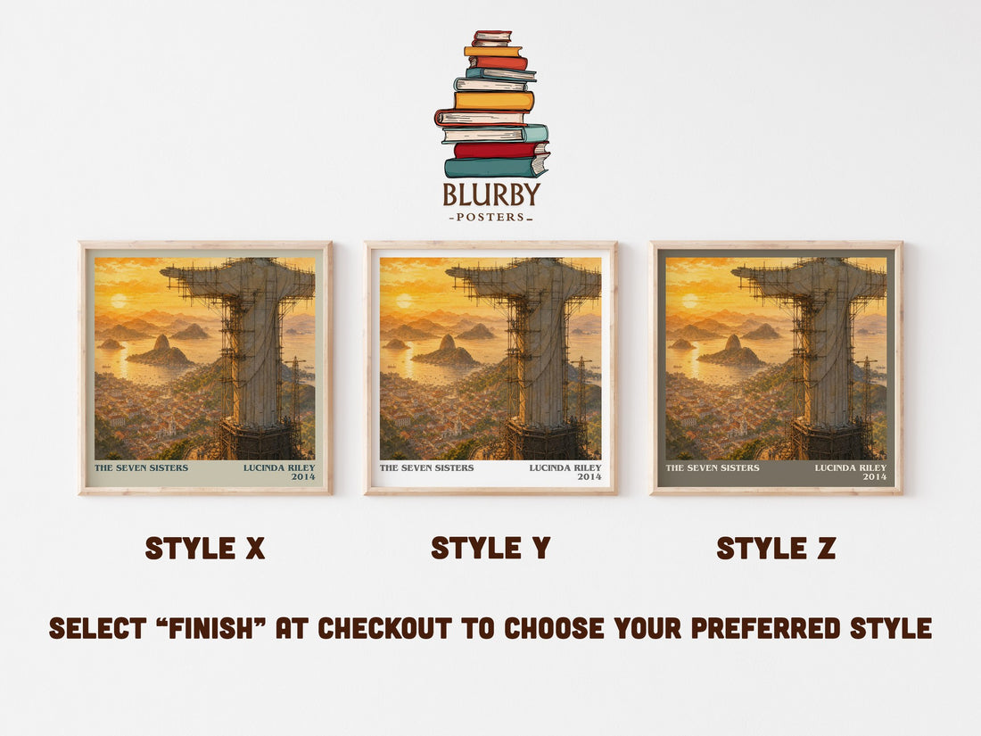 The Seven Sisters literary print in frame leaning in hallway – contemporary fiction wall art (mockup)