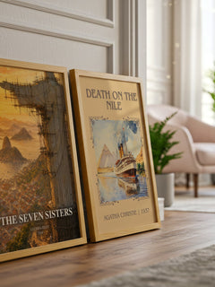 The Seven Sisters watercolour print framed by window – literary home decor