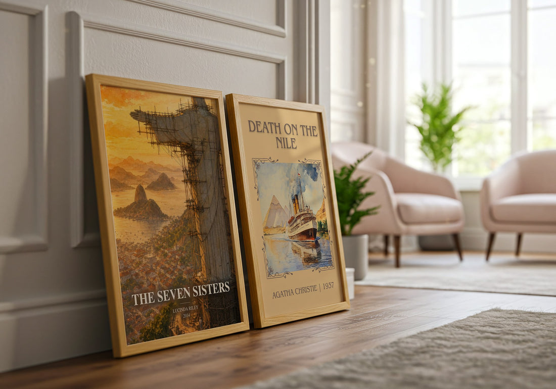The Seven Sisters watercolour print framed by window – literary home decor