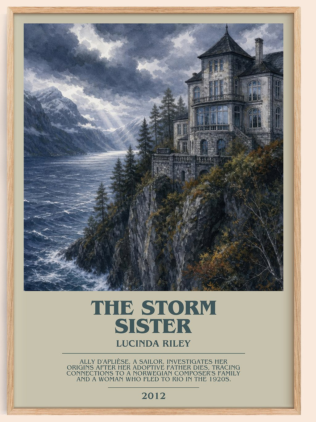 The Storm Sister bookish book poster by Lucinda Riley – framed literary art print