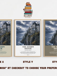 The Storm Sister Bookish Wall Art by Lucinda Riley – Style X, Y and Z side by side – choose your finish