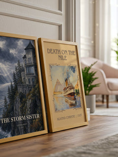 The Storm Sister watercolour print framed by window – literary home decor
