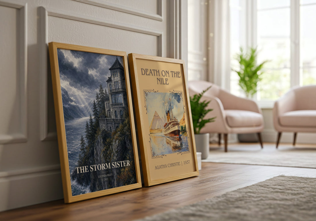 The Storm Sister watercolour print framed by window – literary home decor