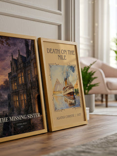 The Missing Sister watercolour print framed by window – literary home decor