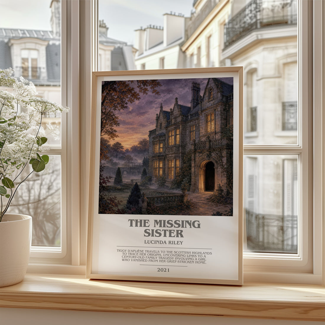 The Missing Sister bookish poster colour and style options – Lucinda Riley book art