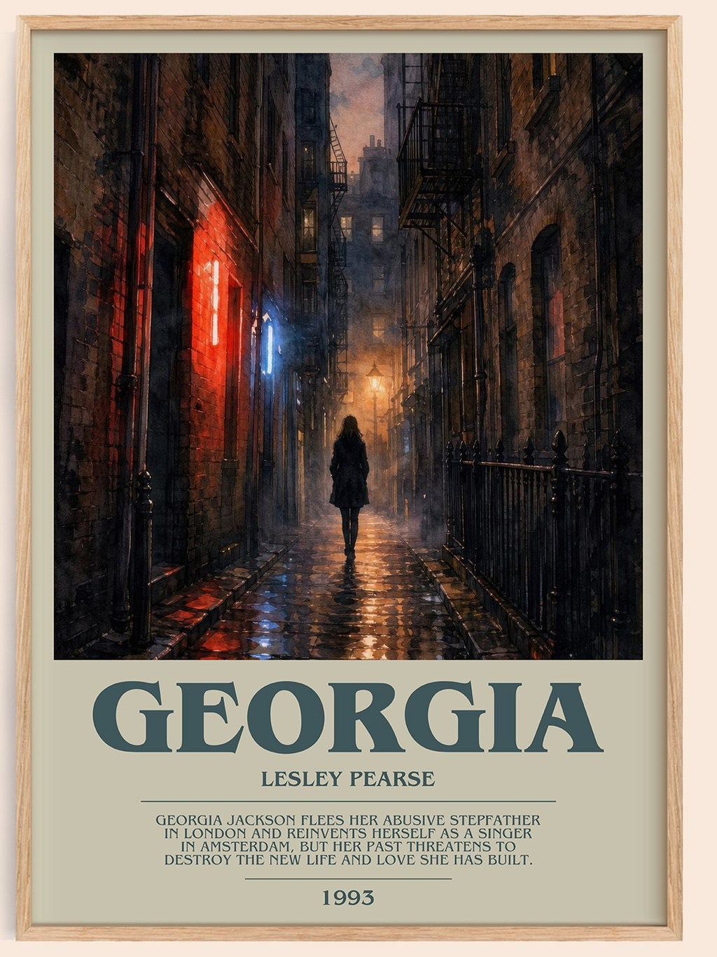 Georgia bookish book poster by Lesley Pearse – framed literary art print