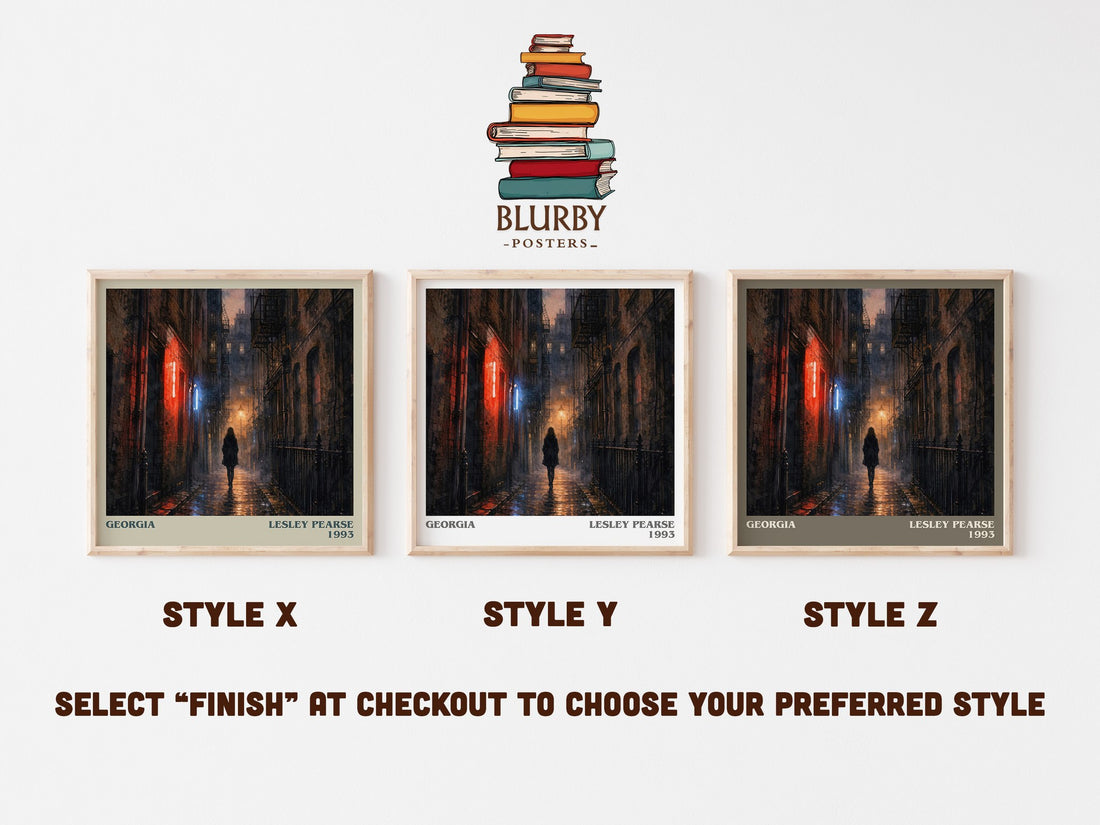 Georgia literary print in frame leaning in hallway – contemporary fiction wall art (mockup)