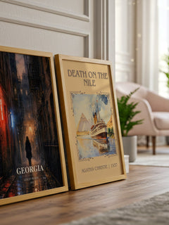 Georgia watercolour print framed by window – literary home decor