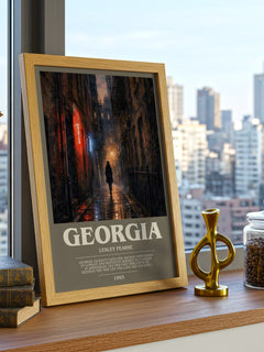 Georgia bookish print framed by window – literary home decor