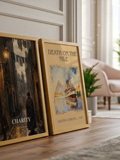 Charity watercolour print framed by window – literary home decor